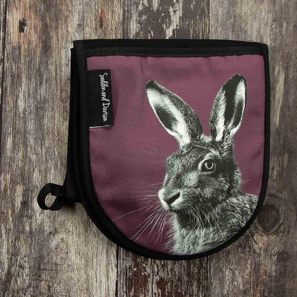 Hare Oven Gloves - Mulberry