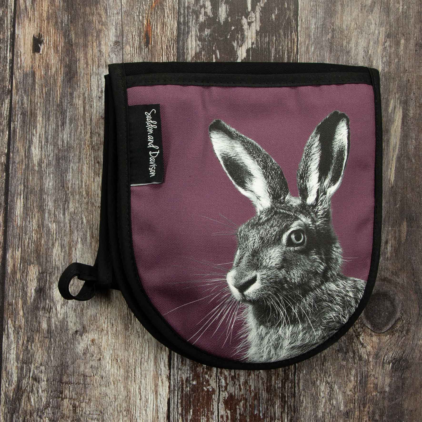 Hare Oven Gloves - Mulberry