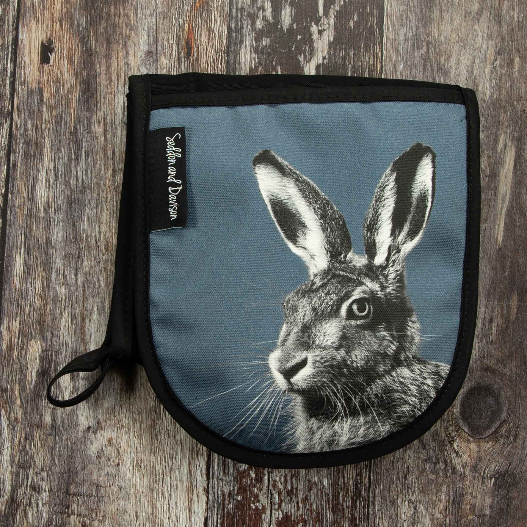 Hare Oven Gloves - Steel Blue