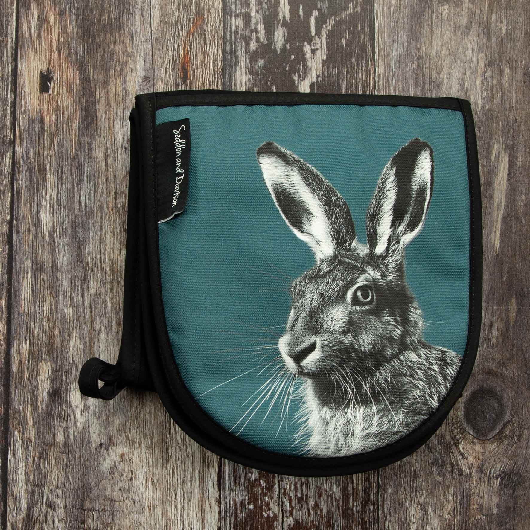 Hare Oven Gloves - Teal Green
