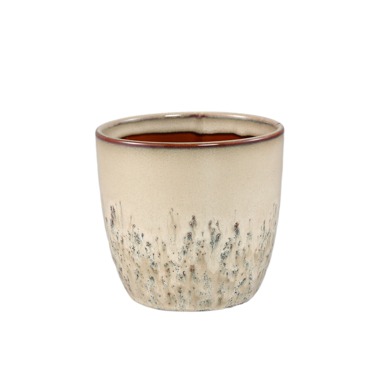Small Cream ceramic pot with lava glaze finish

