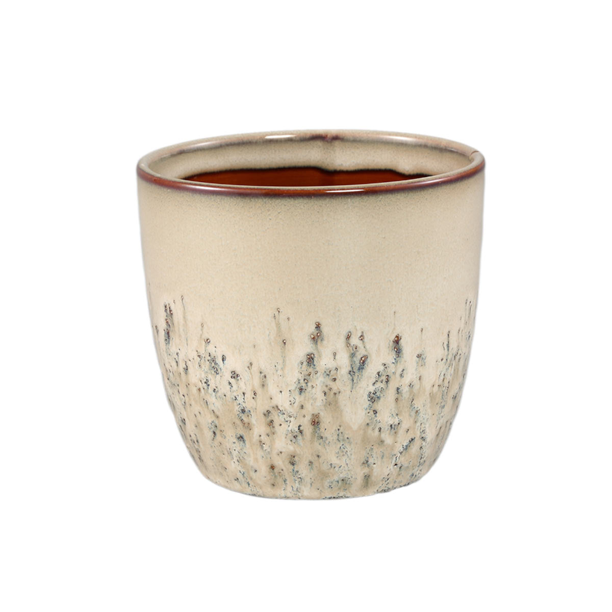 Medium Cream ceramic pot with lava glaze finish

