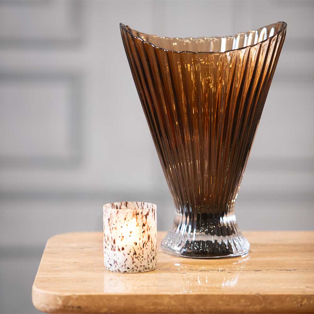 Hazel Glass Fluted Vase