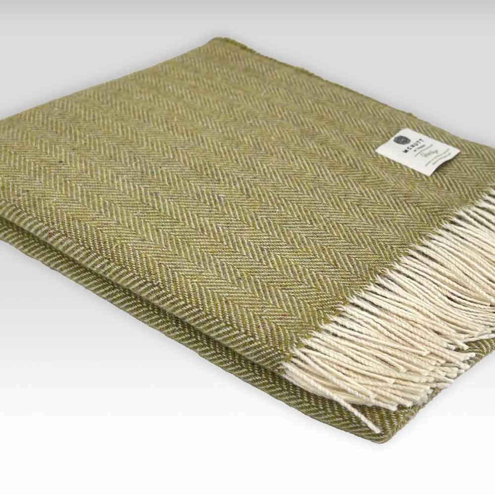 Heritage Spring Green - Pure Merino Wool Throw - McNutt of Donegal