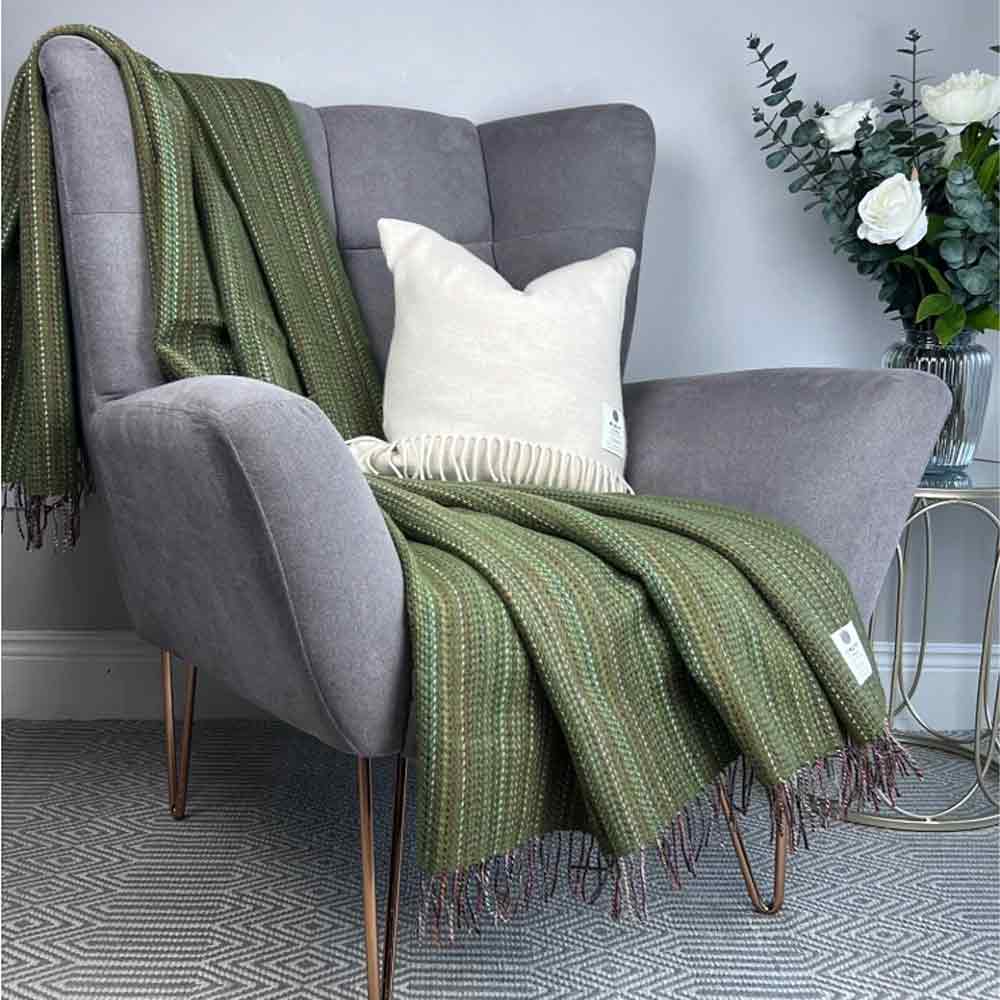 Heritage Meadow Green Tweed - Pure Merino Wool Throw - McNutt of Donegal