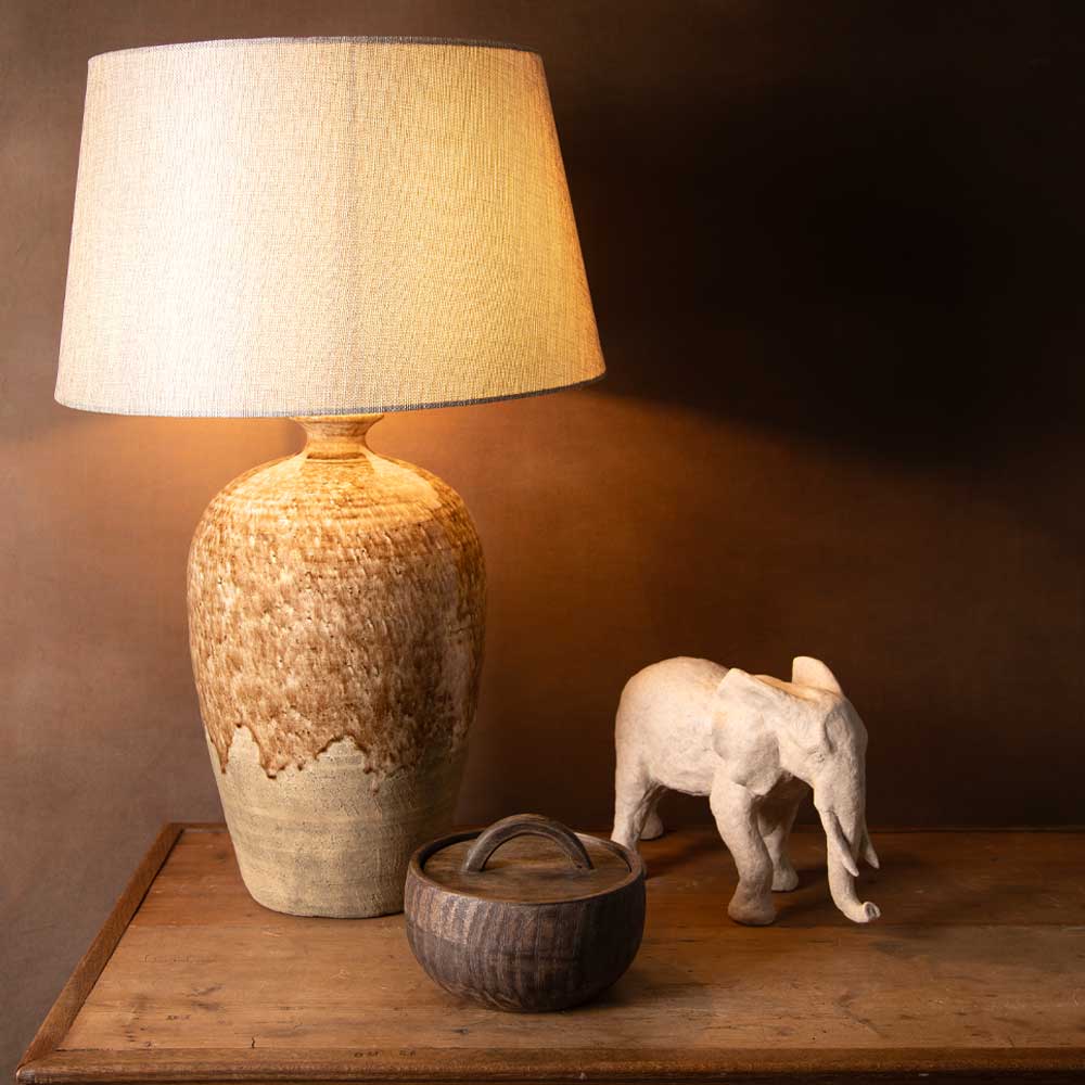 Hickory Glaze Table Lamp with Shade