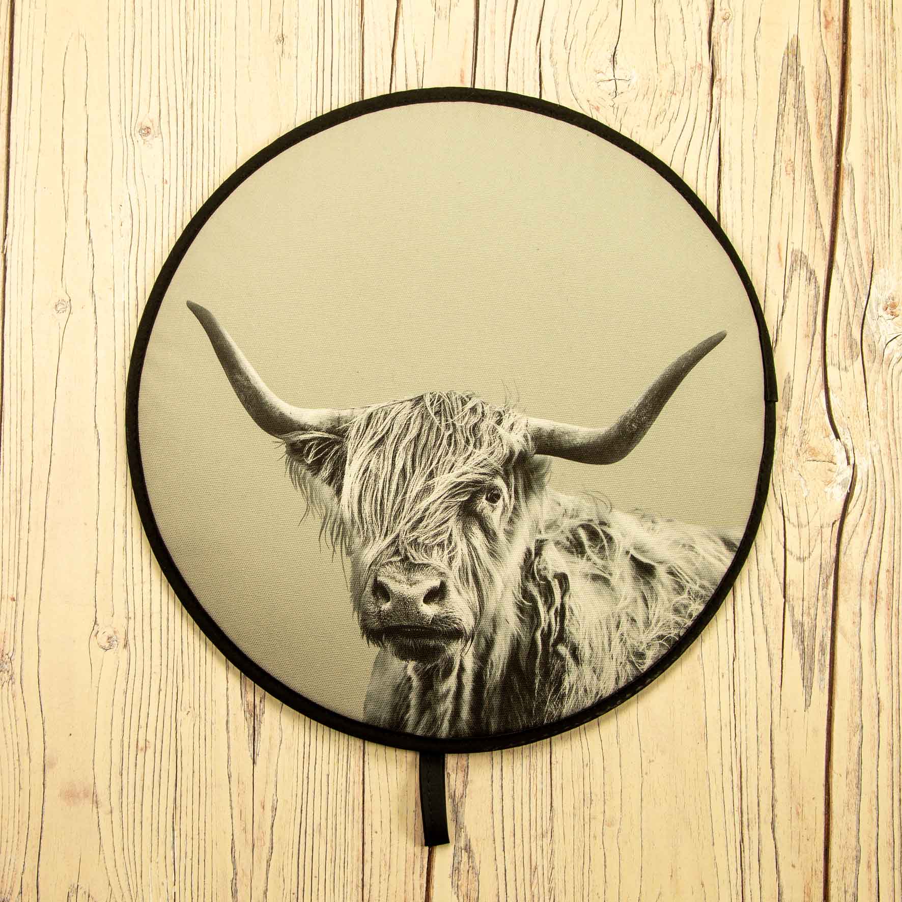 Highland Cow Chefs Pad for Aga Cooker - Sage Grey