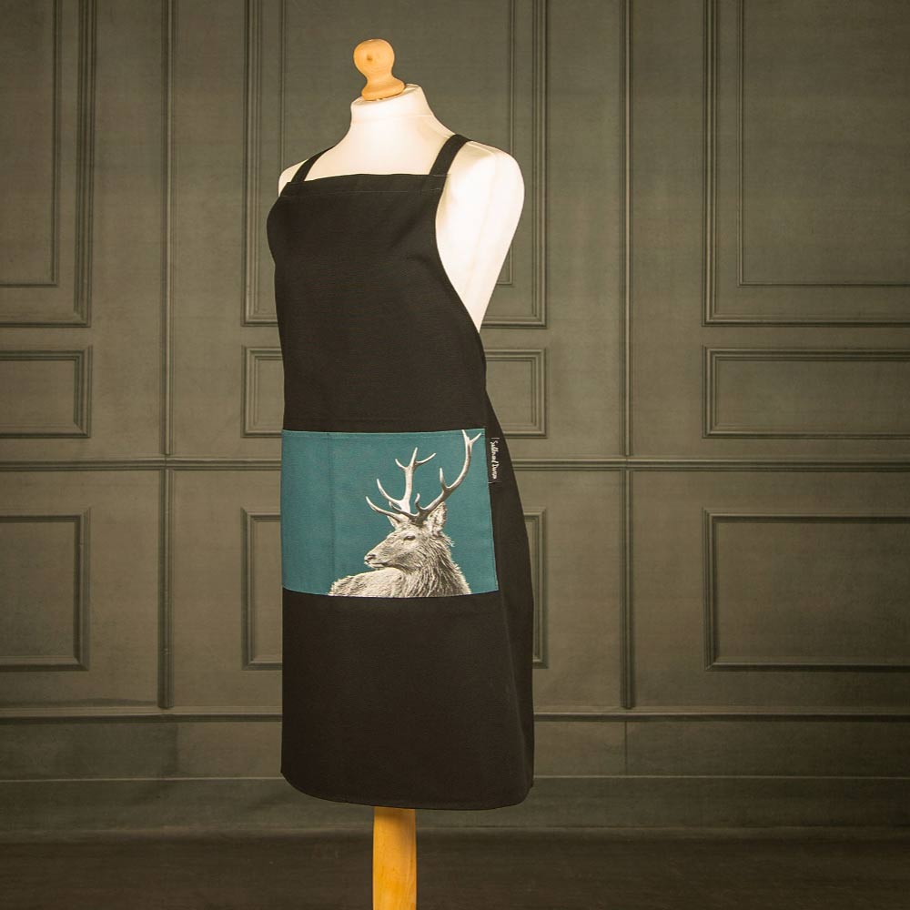 Highland Stag Apron - Teal Green