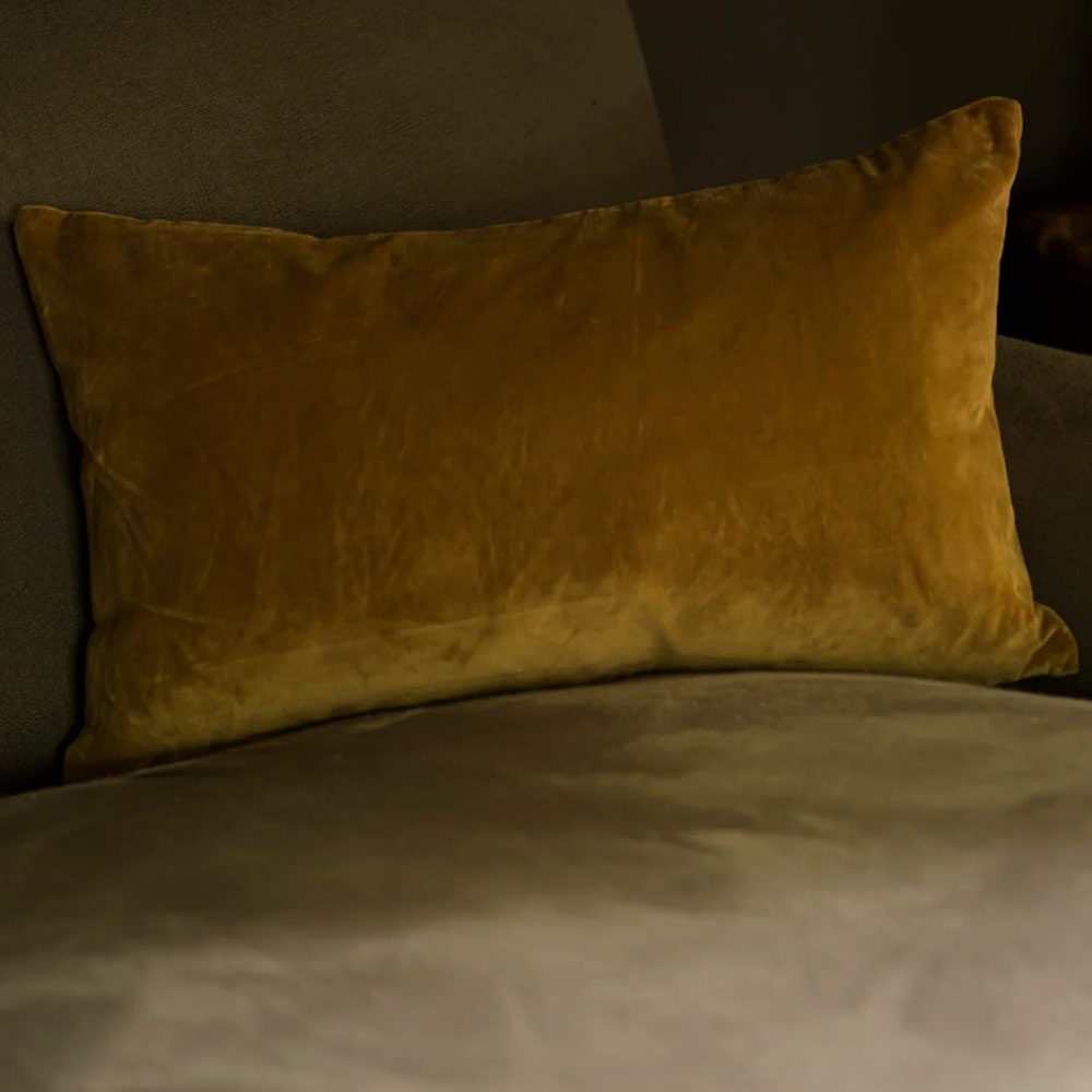 India Cotton Velvet Cushion in Gold