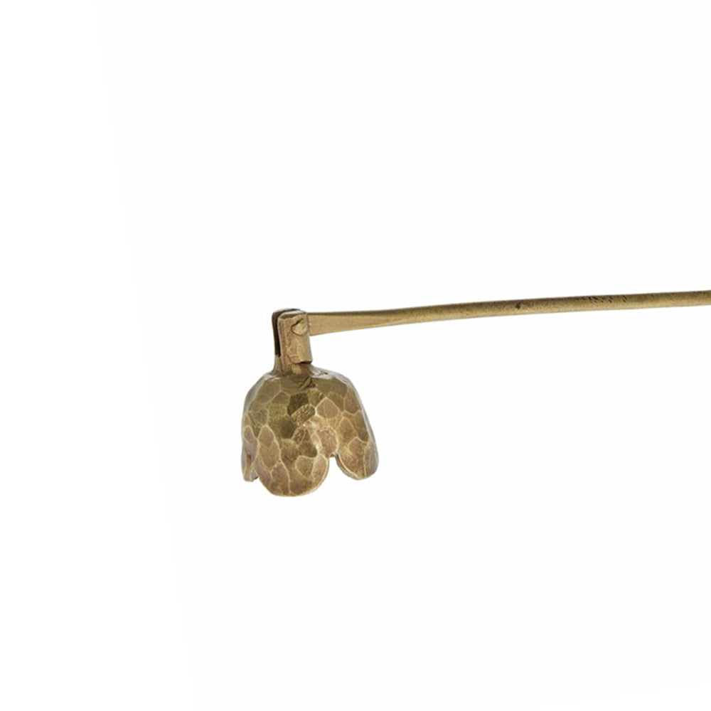 Close up of Ingrid Light Gold Candle Snuffer on a white background