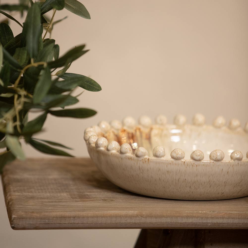 Ivory Slip Glaze Bobble Edge Bowl