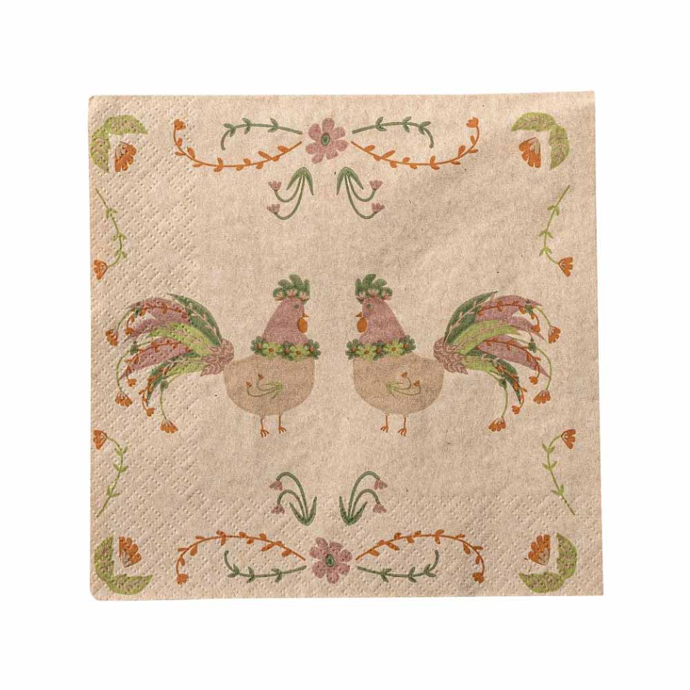 Joshua Hen Napkin in Pink and Green