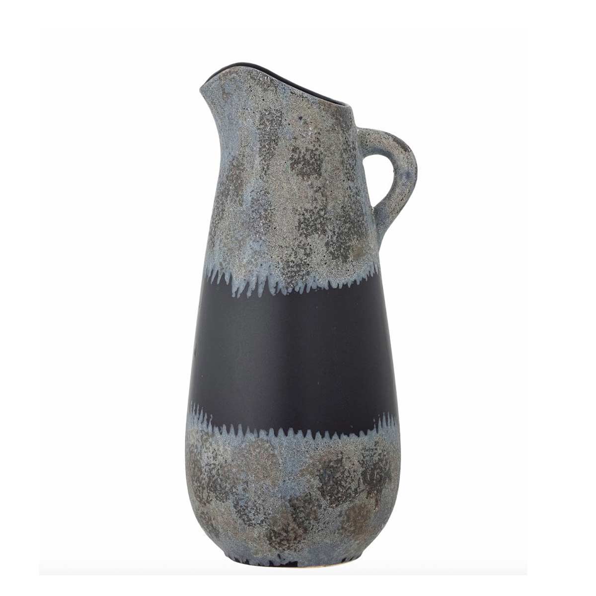 Khumo Black Stoneware Vase with reactive glaze, shown on white background
