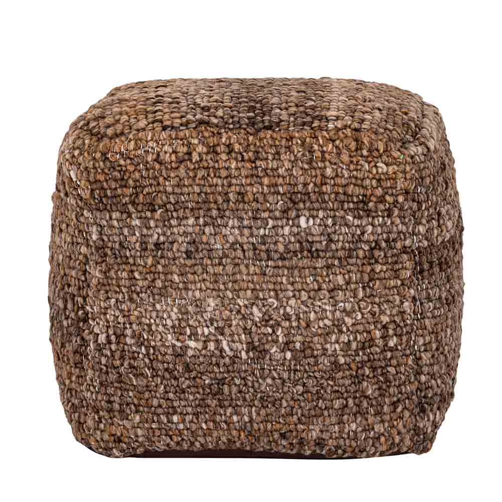 Kiella Chocolate Brown Textured Pouffe