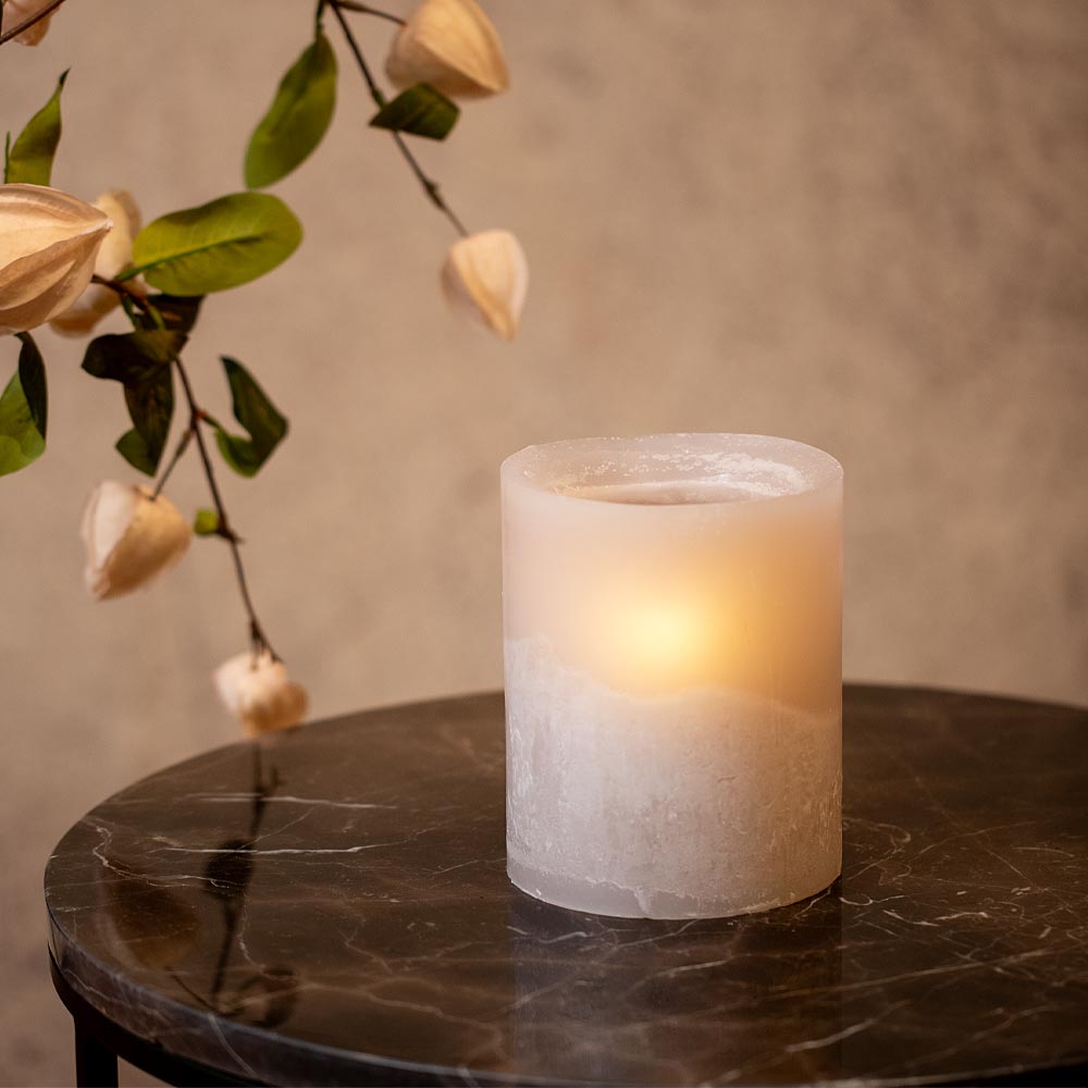 Lampion Pillar Wax Candle Holder -  Linen