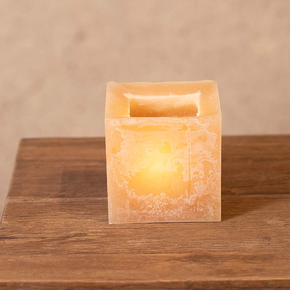 Lampion Square Wax Candle Holder -  Camel