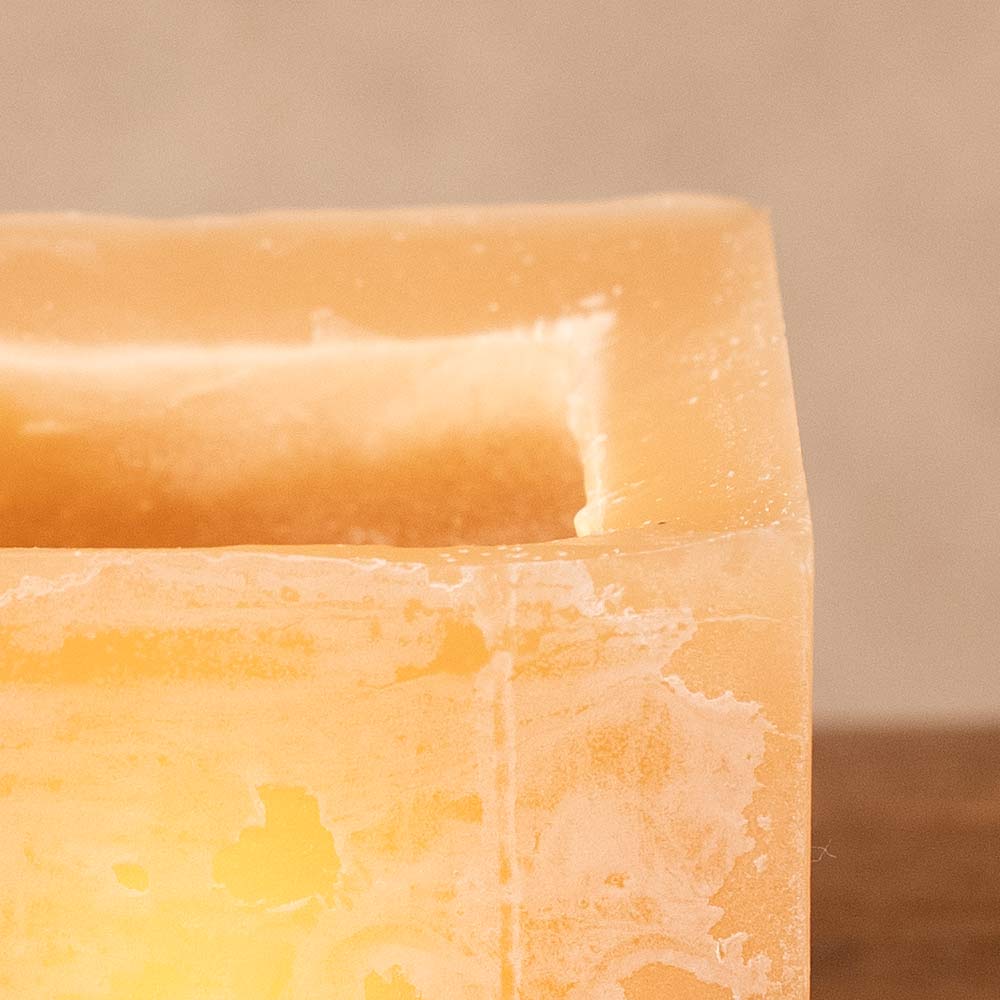 Lampion Square Wax Candle Holder -  Camel