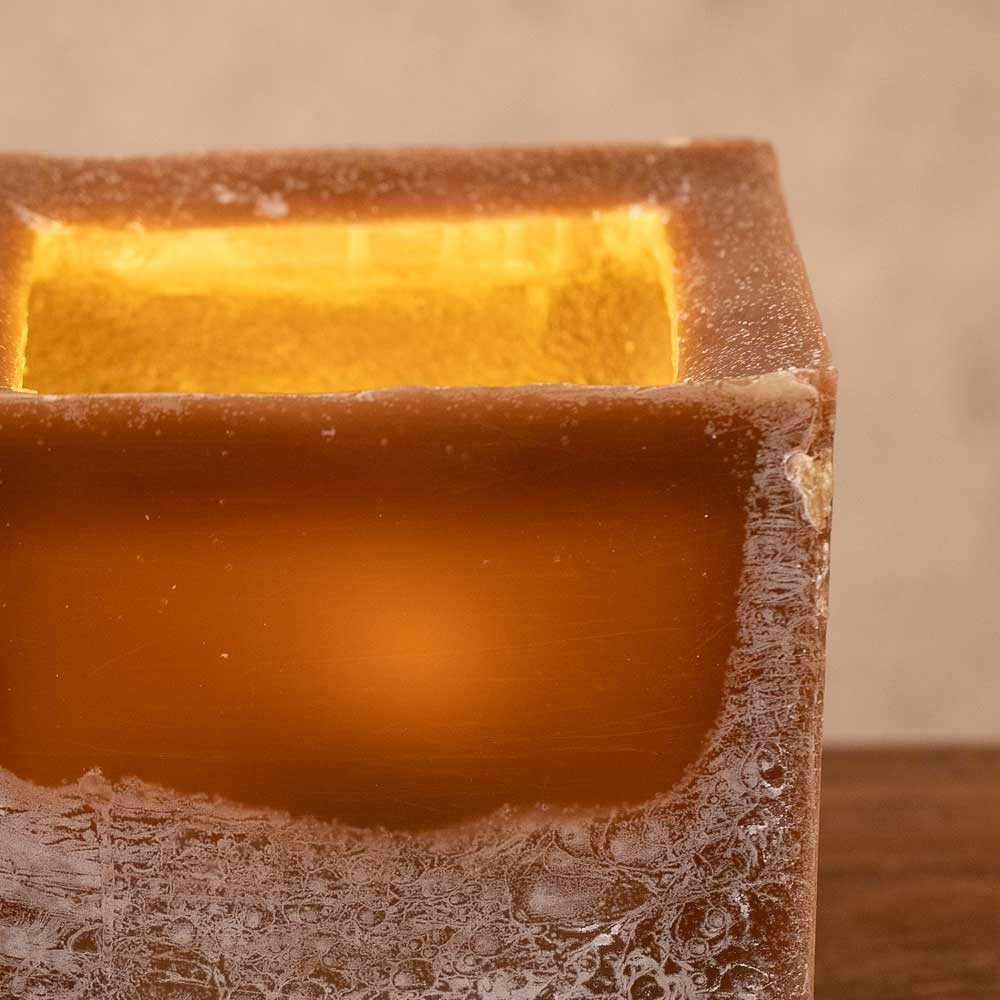 Lampion Square Wax Candle Holder -  Chocolate