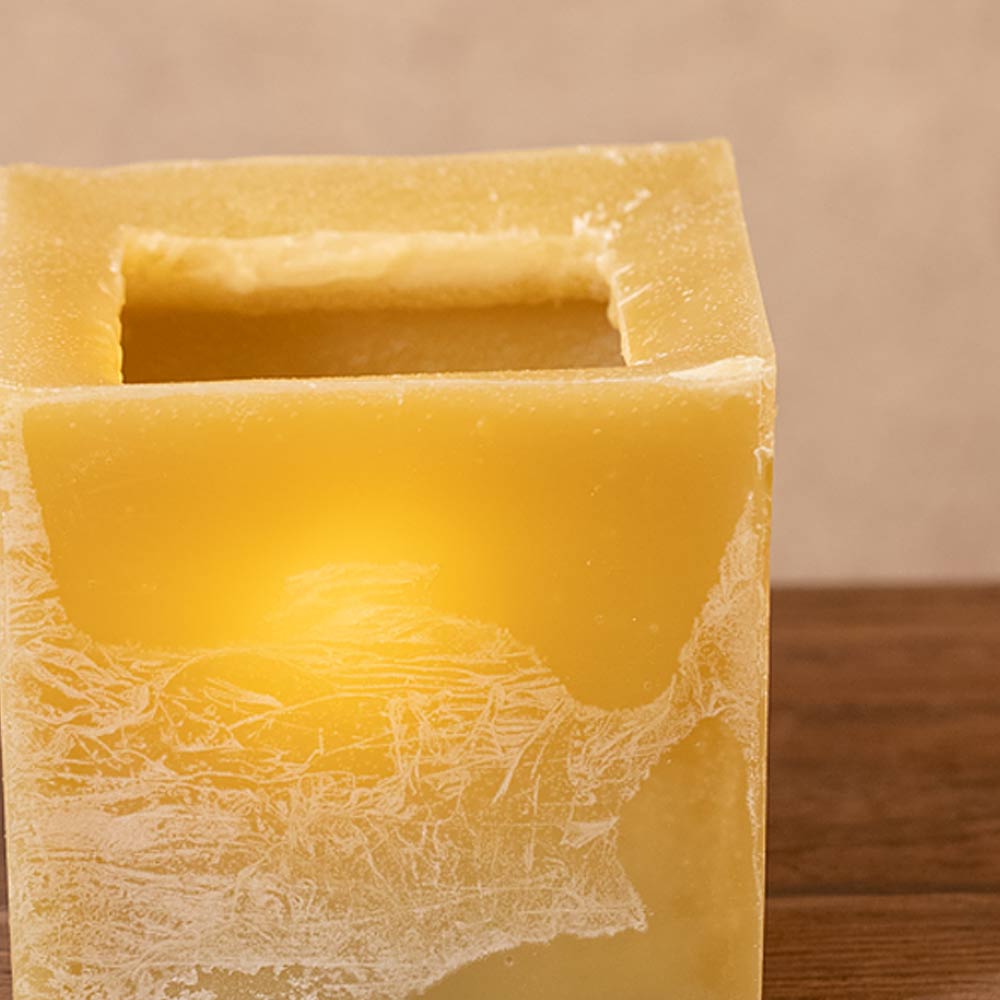 Lampion Square Wax Candle Holder -  Moss Green