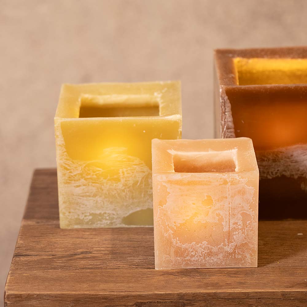 Lampion Square Wax Candle Holder -  Chocolate