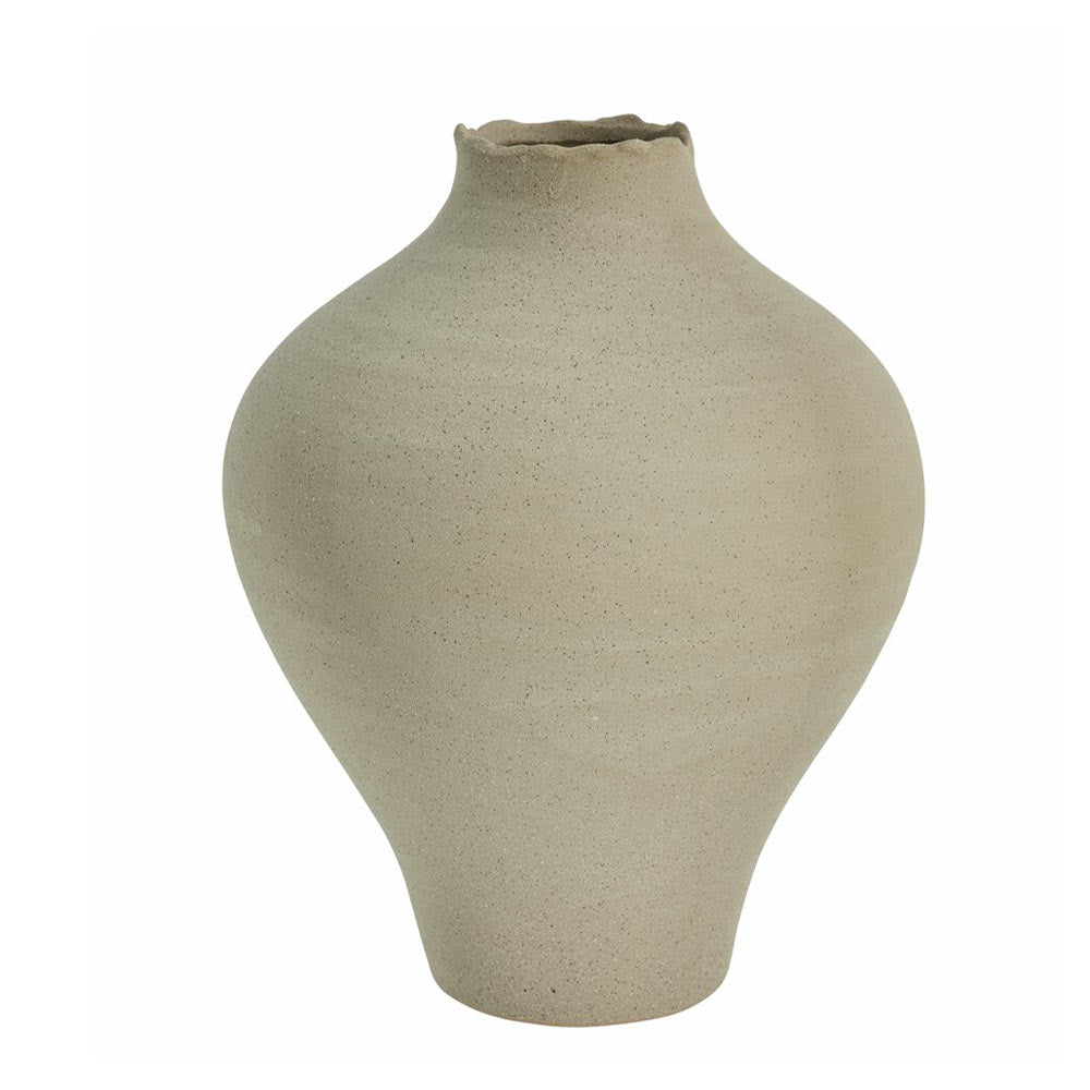 Large Hesille Ceramic Vase in Linen on white background
