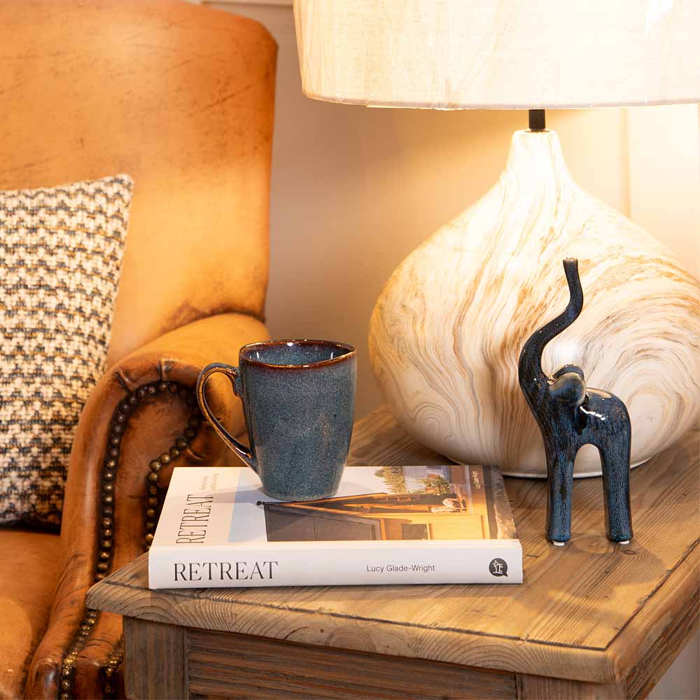 Longuro Blue Elephant Stoneware Figurine