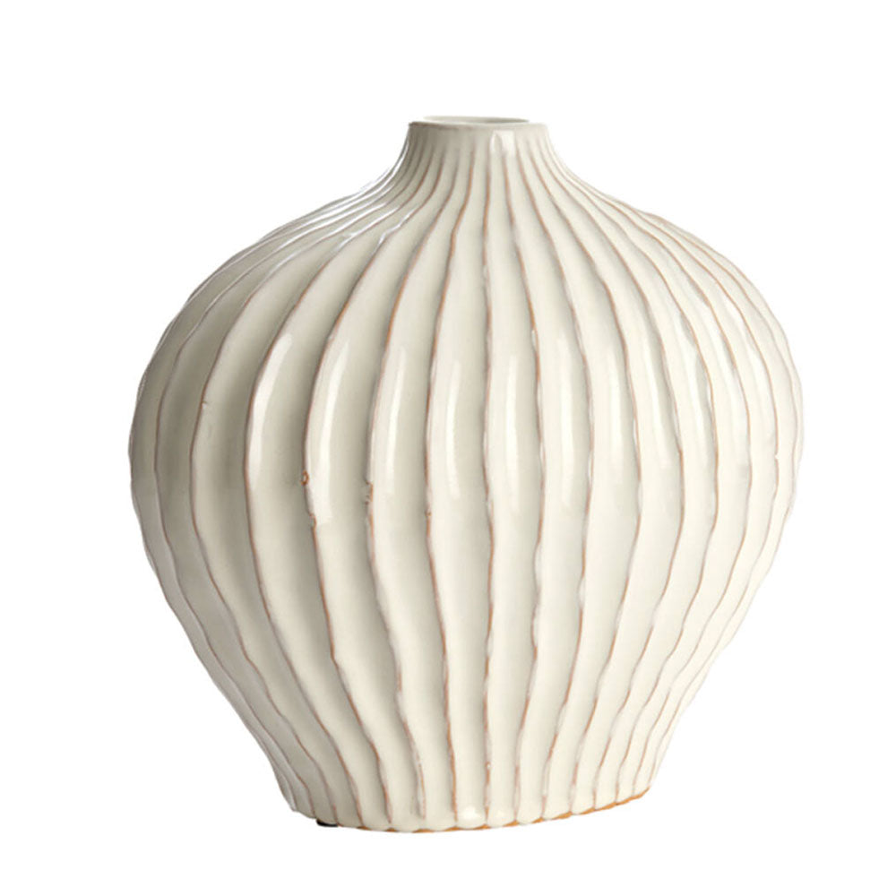 Lorito Ridged Off White Ceramic Vase