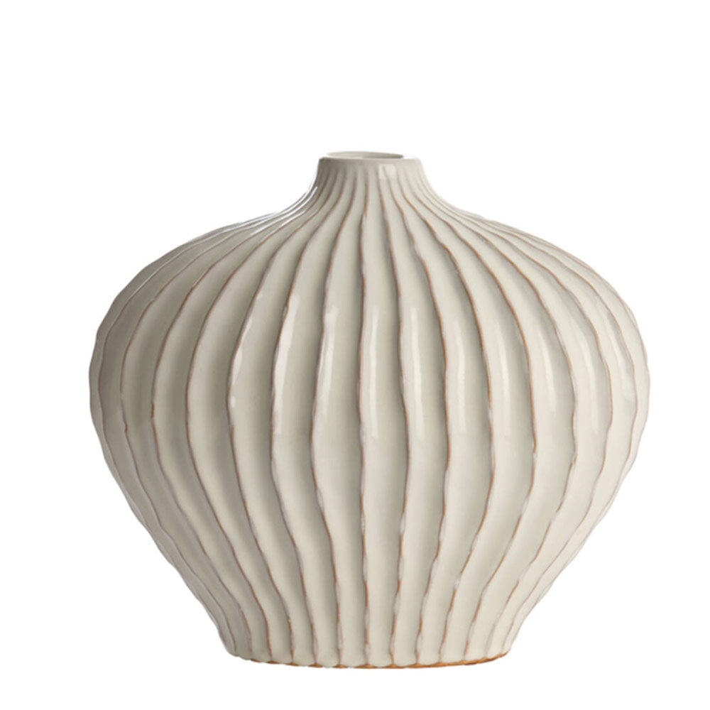 Lorito Ridged Off White Ceramic Vase
