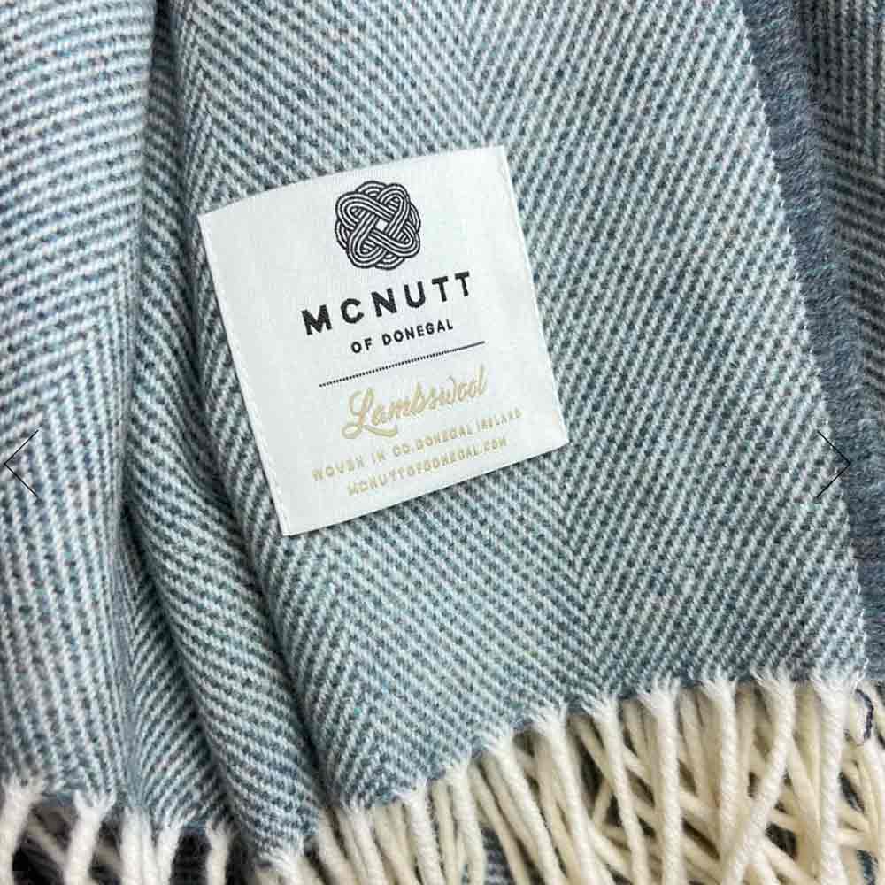 Merino Lambswool Throw - Spotted Blue - McNutt of Donegal