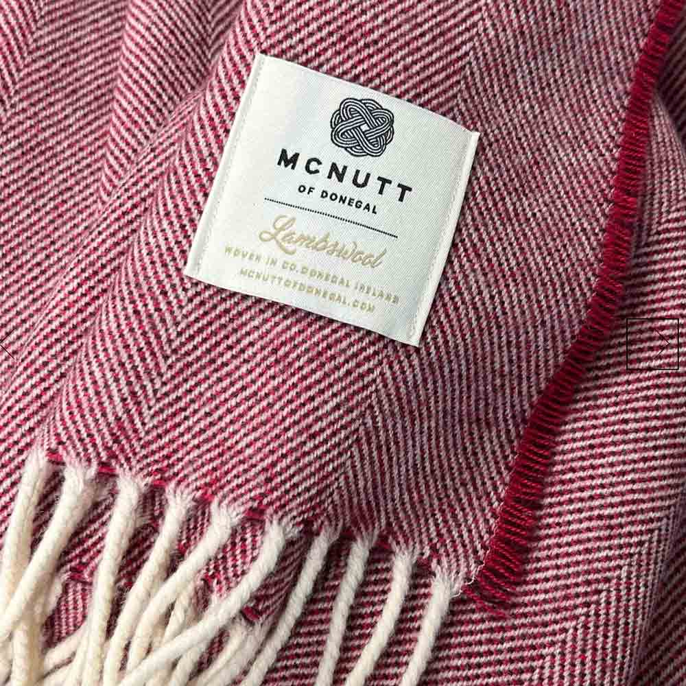 Merino Lambswool Throw - Spotted Cranberry - McNutt of Donegal