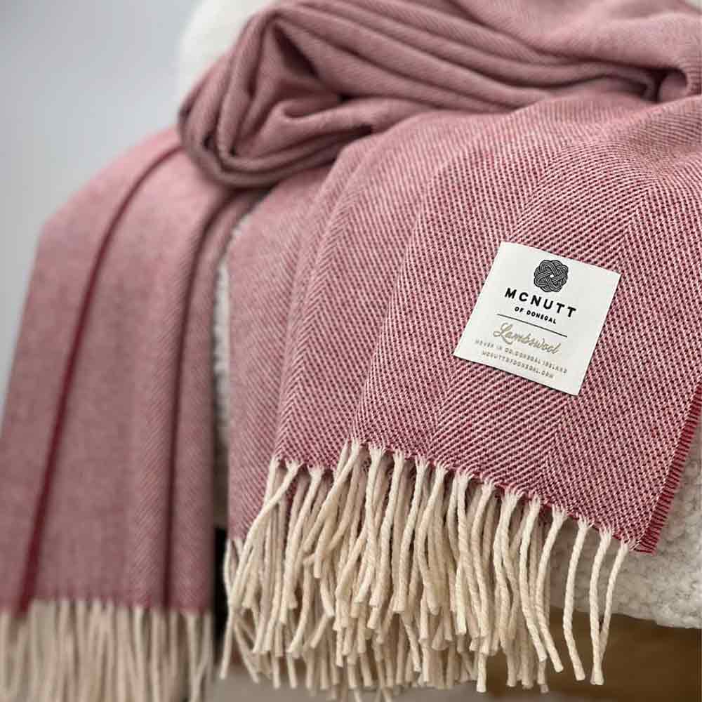 Merino Lambswool Throw - Spotted Terracotta - McNutt of Donegal