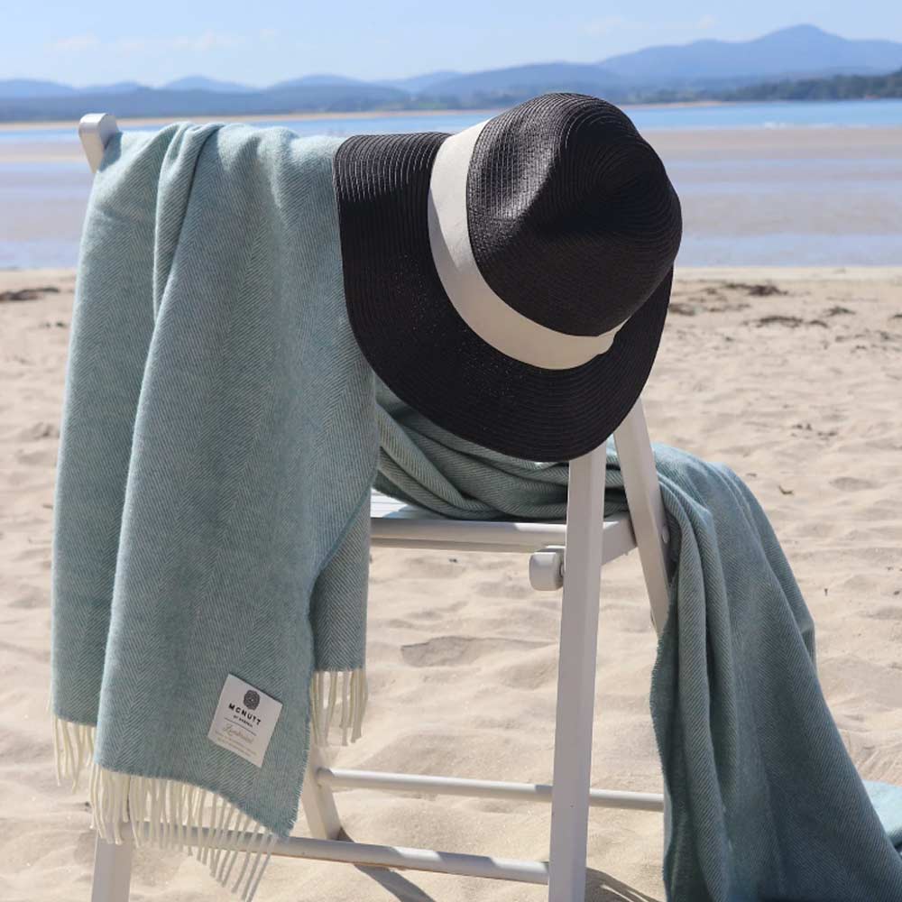 Merino Lambswool Throw - Topaz Herringbone - McNutt of Donegal