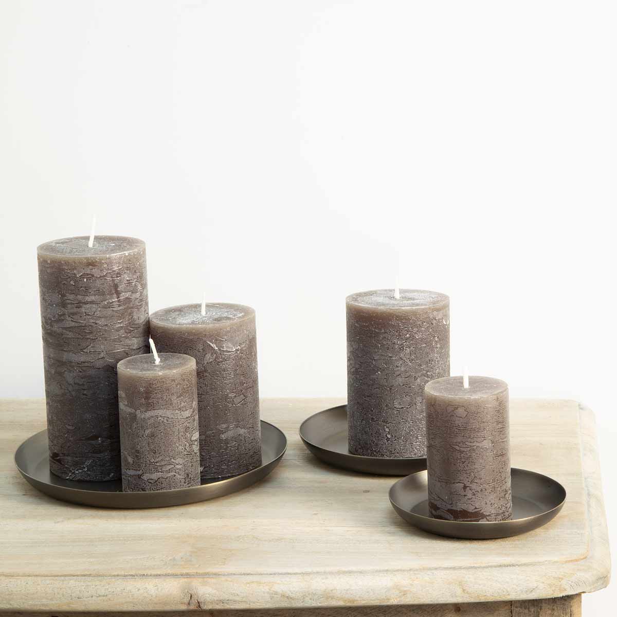 Metal Round Candle Plate - Blacked Brass