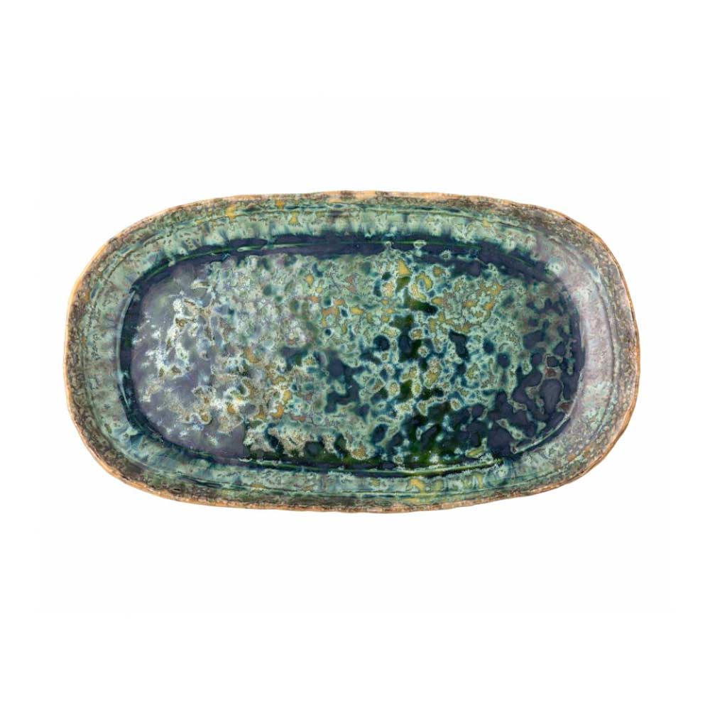 Milani Green Stoneware Serving Plate - from above.