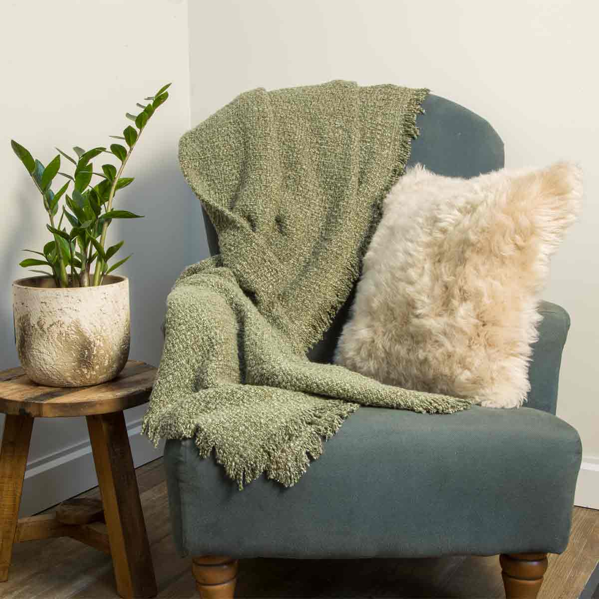 Miraso Cotton Throw - Green