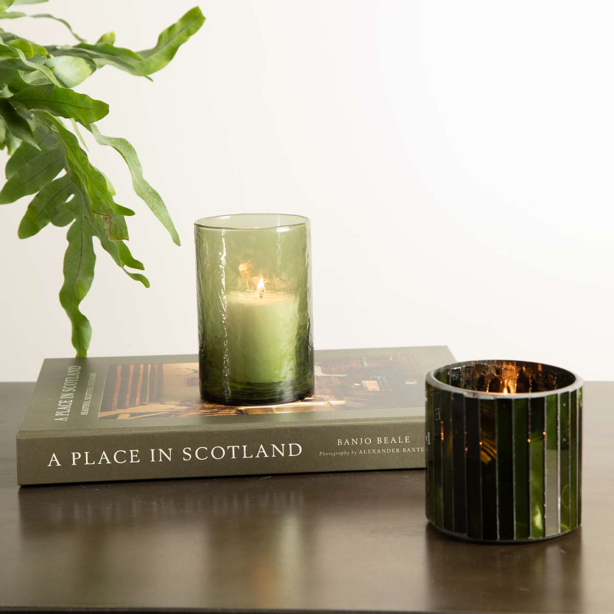 Mosaic Votive Tealight Holder -  Dark Green