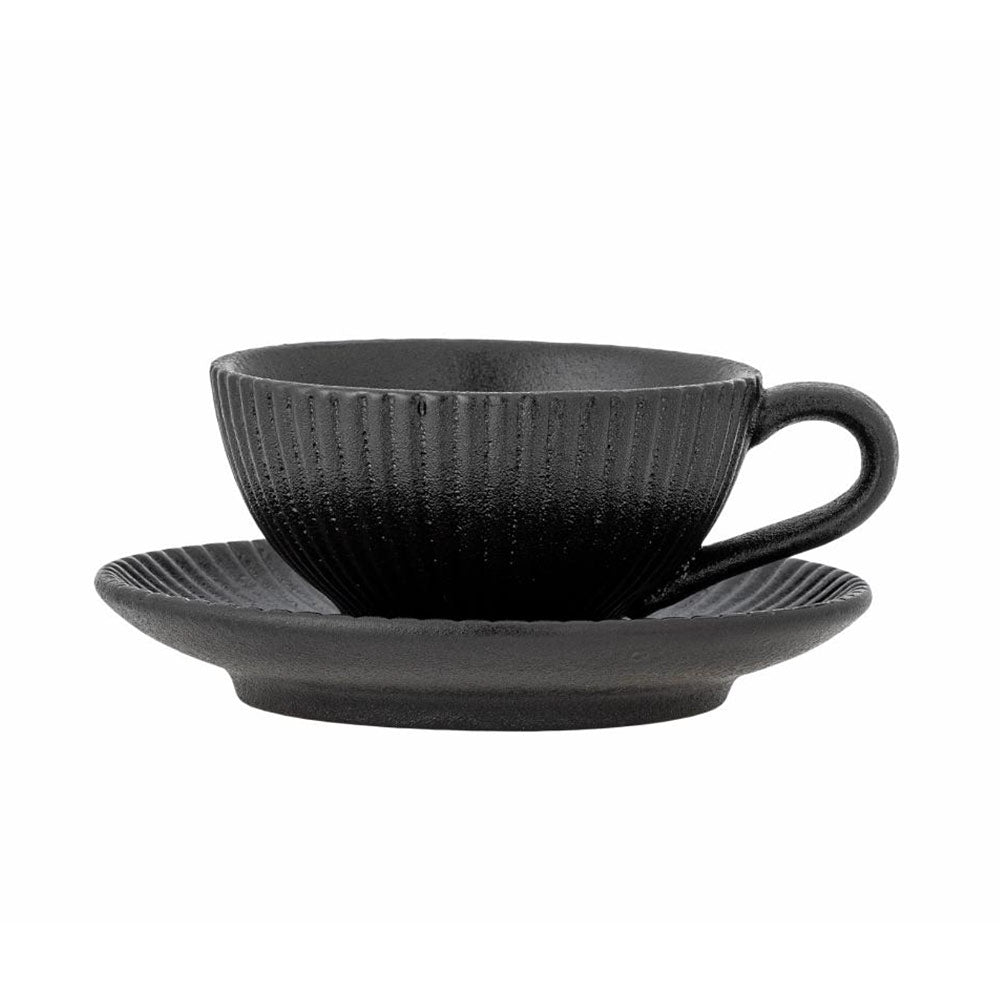 Neri Stoneware Cappuccino Cup with Saucer - Black