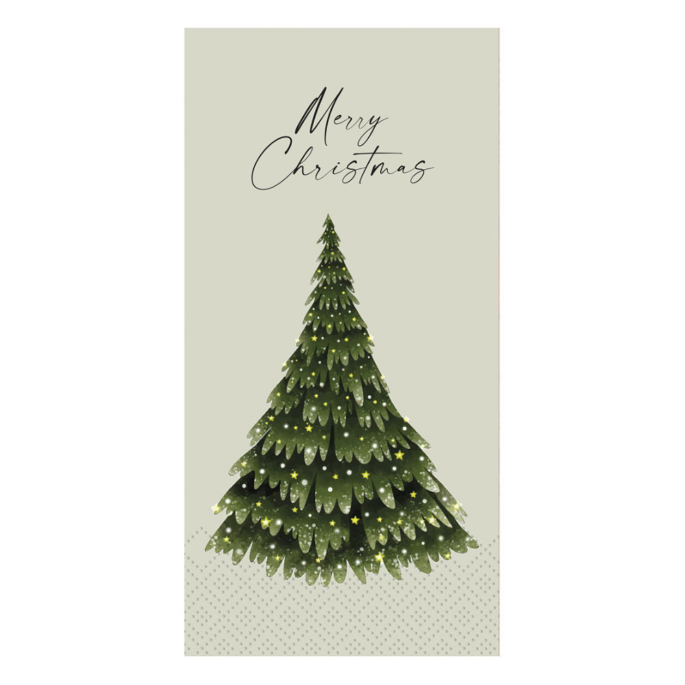 Christmas tree paper napkin in green on a neutral background