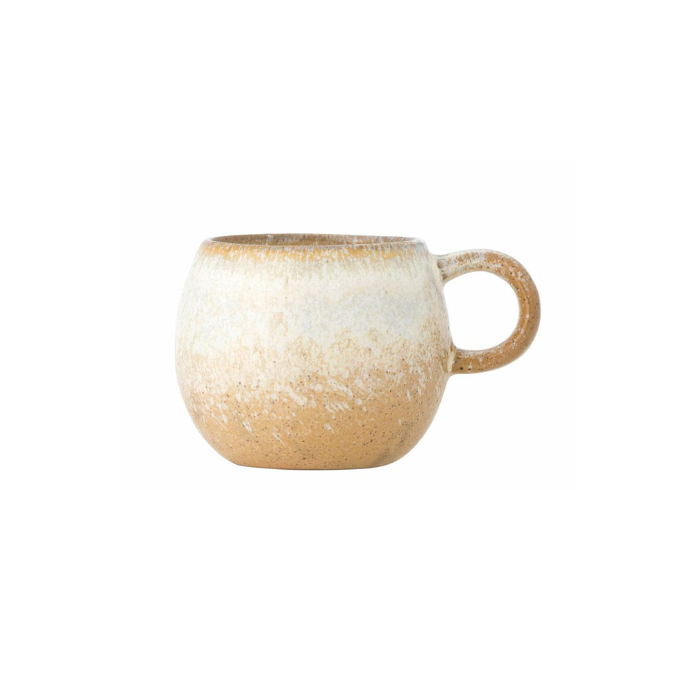 Paula Stoneware Espresso Cup in natural golden glaze, featuring a small round design and a circle handle.