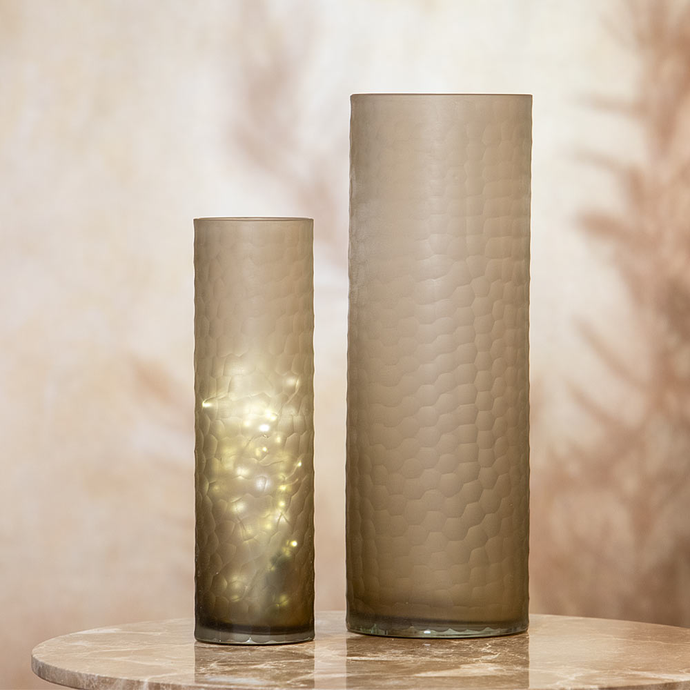 Paulene Taupe Hand Cut Glass Vase