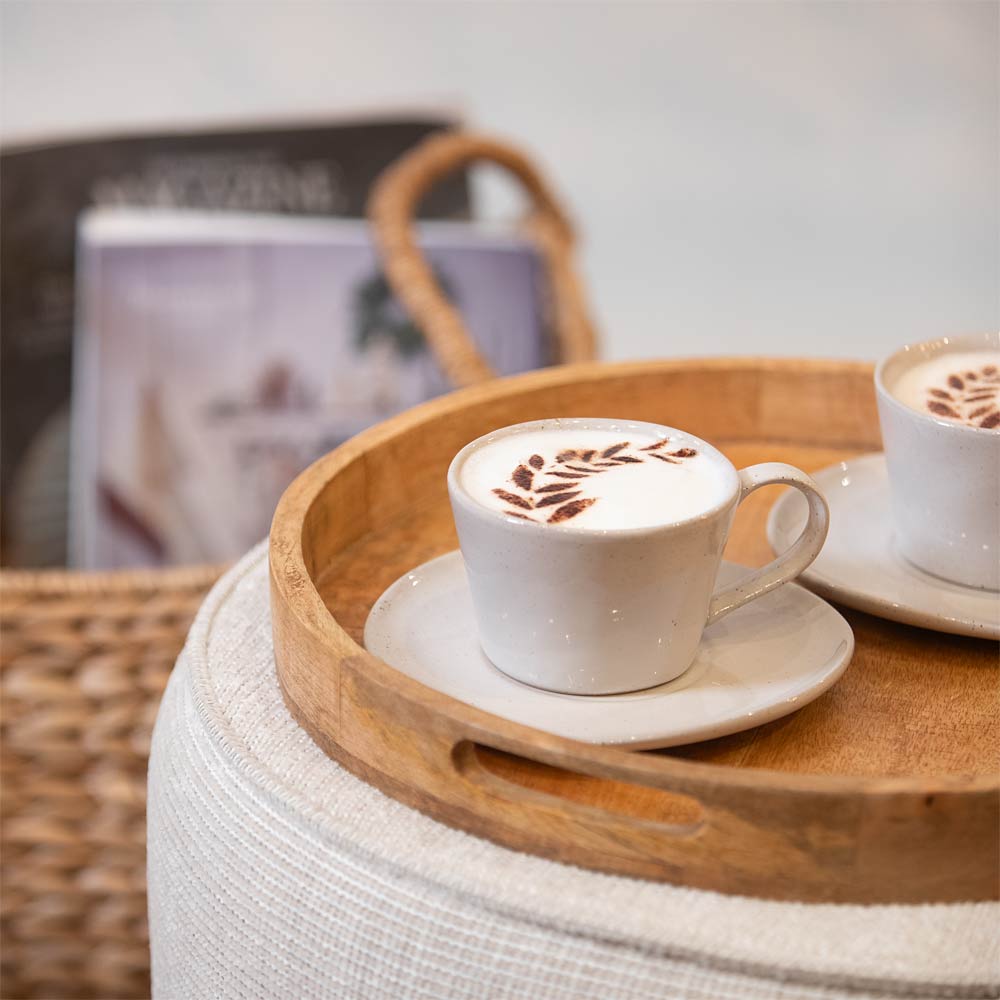 Paxos Cream Ceramic Mug and Saucer