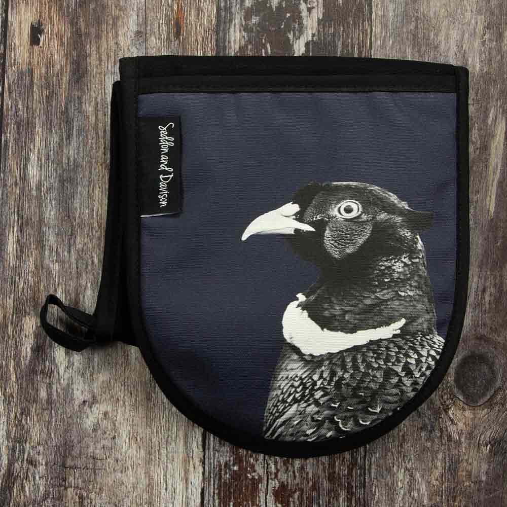 Pheasant Oven Gloves - Black and White - Blackberry