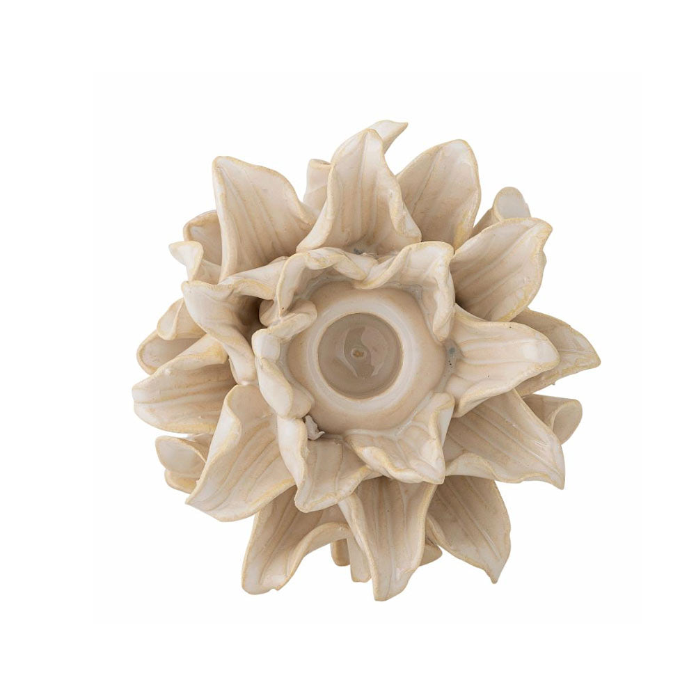 Phyllis Stoneware Candle Holder in White