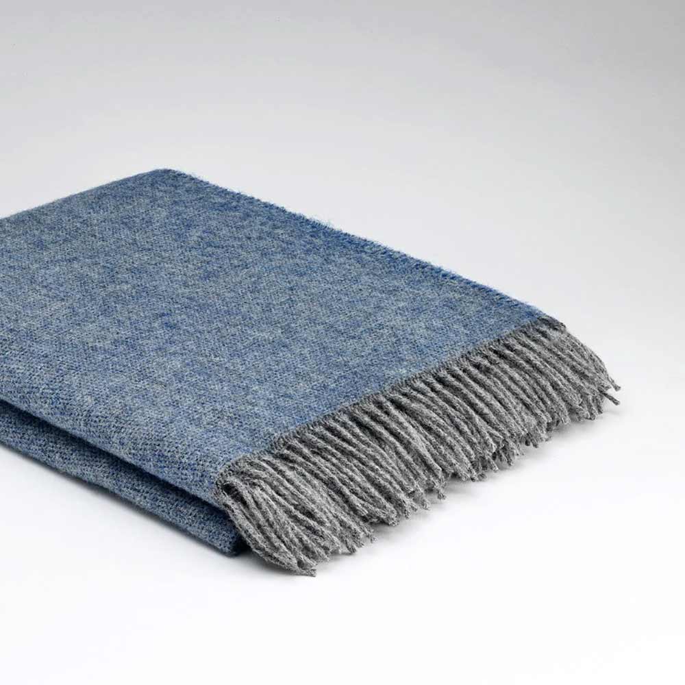 Pure Wool Throw - Cosy Periwinkle Blue - McNutt of Donegal