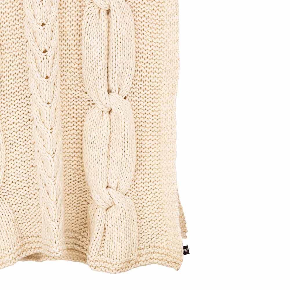 Rama Cream Hand-Knitted Wool Throw