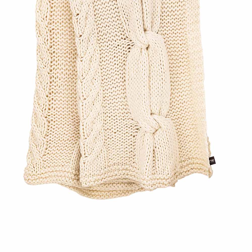 Rama Cream Hand-Knitted Wool Throw