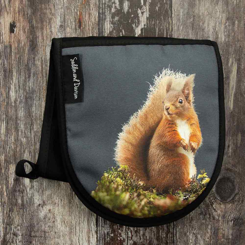 Red Squirrel Oven Gloves - Charcoal