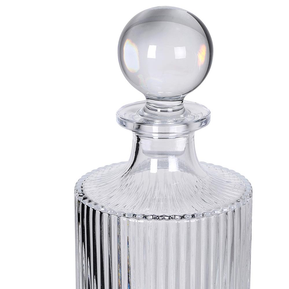 Ribbed Glass Decanter and Glass Set