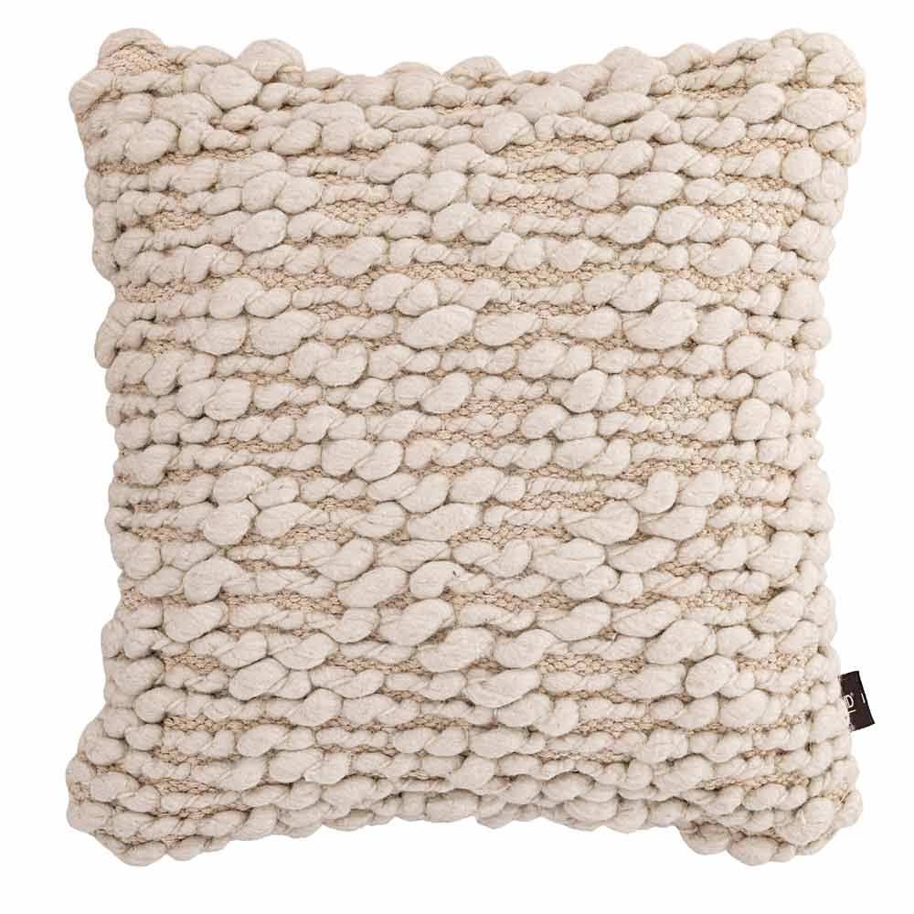 Rise Cream Handwoven Wool Cushion - Square