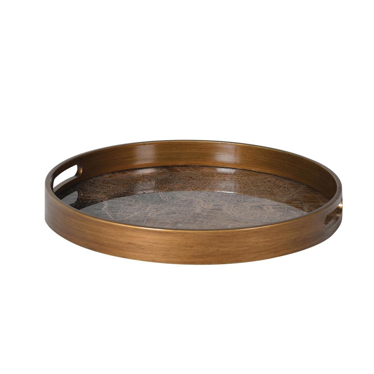 Round World Map Tray from Side View on white background